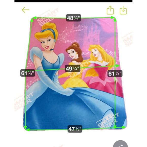 Disney Princess Fleece Blanket Cinderella Belle & Aurora 48" X 61" Pink & Blue - Picture 4 of 4